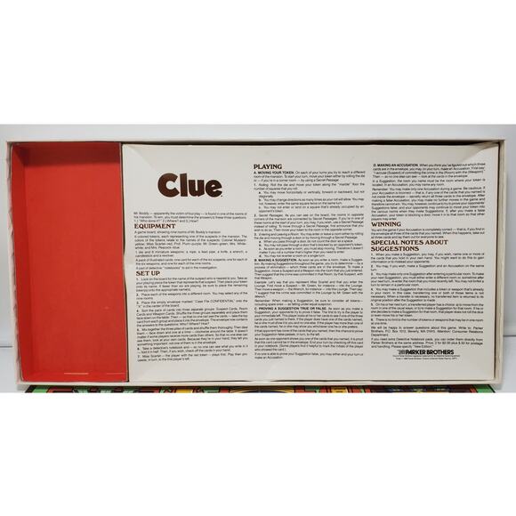 Vintage Parker Brothers Clue 1986 Classic Detective Board Game 100% COMPLETE - Picture 5 of 8
